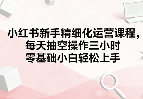 小红书新手精细化运营课程，每天抽空操作三小时，零基础小白轻松上手-HEIXMI（中国站）