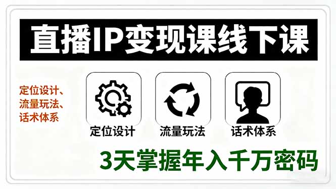 直播IP变现课线下课，定位设计、流量玩法、话术体系，3天掌握年入千万密码-HEIXMI（中国站）