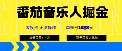 番茄音乐人掘金，单账号最高可撸1k+，可无限矩阵去做，零投入-HEIXMI（中国站）