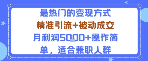 小众赛道玩法：当下最热门的变现方式，精准引流+被动成交月利润5k+操作简单，适合兼职人群-HEIXMI（中国站）