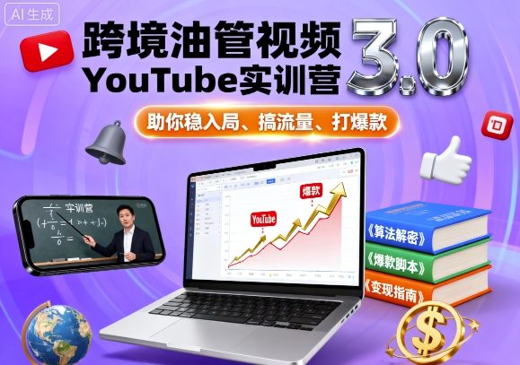 跨境油管视频YouTube实训营3.0，助你稳入局、搞流量、打爆款-HEIXMI（中国站）