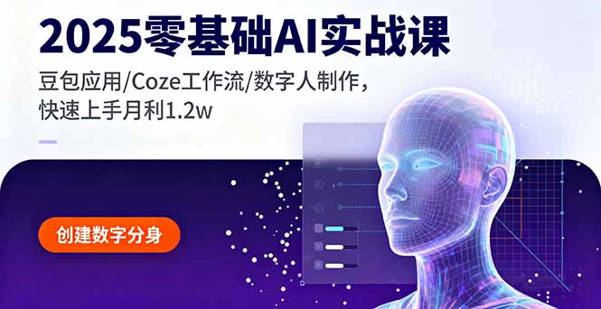 2025零基础AI实战课，豆包应用/Coze工作流/数字人制作，快速上手月利1.2w-HEIXMI（中国站）
