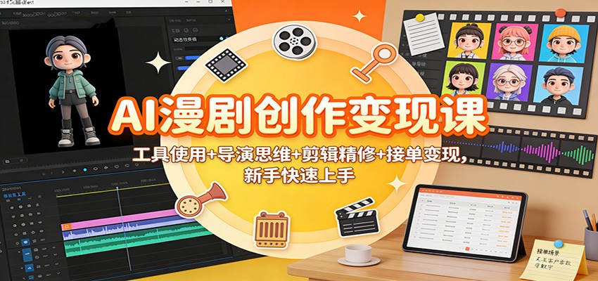 AI漫剧创作变现课：工具使用+导演思维+剪辑精修+接单变现，新手快速上手-HEIXMI（中国站）