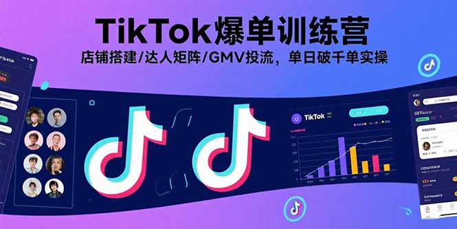 TikTok爆单训练营，店铺搭建/达人矩阵/GMV投流，单日破千单实操-HEIXMI（中国站）
