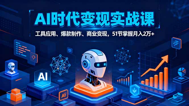 AI时代全场景实战课，工具应用、爆款制作、商业变现，51节掌握月入2万+-HEIXMI（中国站）