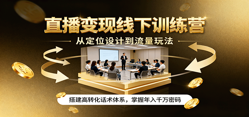 直播变现线下训练营，从定位设计到流量玩法，搭建高转化话术体系，掌握年入千万密码-HEIXMI（中国站）