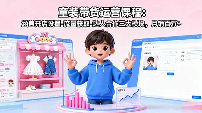 童装带货运营课程：涵盖开店设置-流量获取-达人合作三大模块，月销百万+-HEIXMI（中国站）