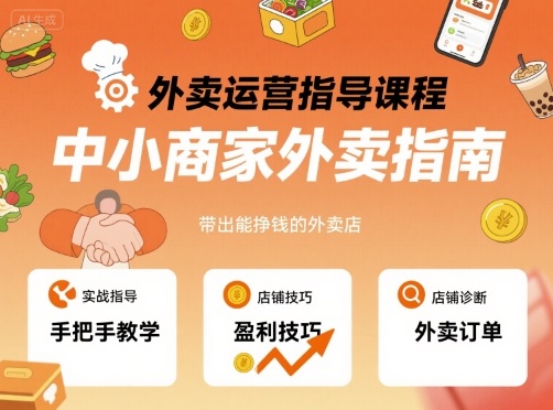 外卖运营指导课程，中小商家外卖指南，手把手带出能挣钱的外卖店-HEIXMI（中国站）