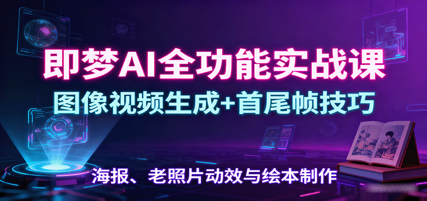 即梦AI全功能实战课：图像视频生成+首尾帧技巧，海报、老照片动效与绘本制作-HEIXMI（中国站）