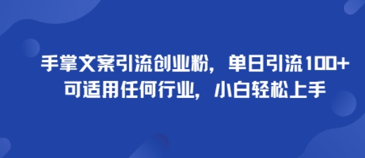 手掌文案引流创业粉，单日引流100+，可适用任何行业，小白轻松上手-HEIXMI（中国站）