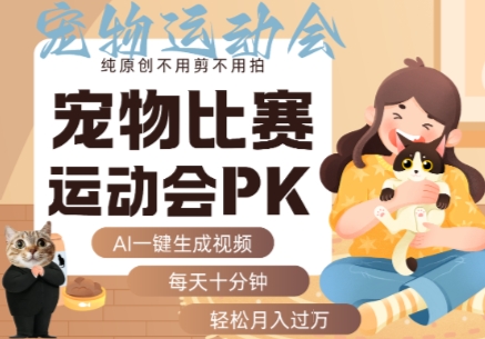 AI一键生成宠物比赛运动会PK视频，纯原创不用剪不用拍，每天十分钟，轻松月入过1W+-HEIXMI（中国站）