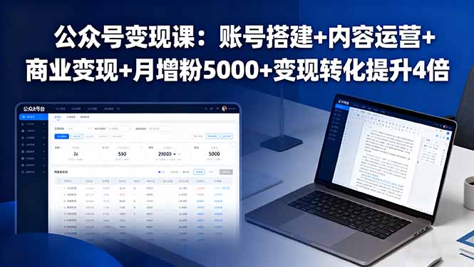公众号变现课：账号搭建+内容运营+商业变现+月增粉5000+变现转化提升4倍-HEIXMI（中国站）