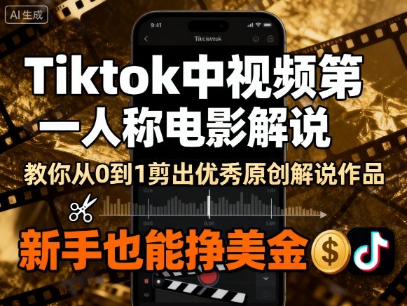 Tiktok中视频第一人称电影解说，教你从0到1剪出一个优秀的原创解说作品，新手也能挣美金-HEIXMI（中国站）