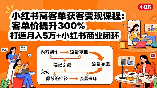 小红书高客单获客变现课程：客单价提升300%，打造月入10万+小红书商业闭环-HEIXMI（中国站）