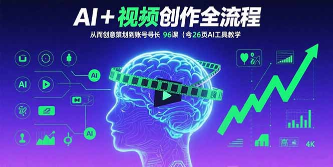 AI+短视频创作全流程：从创意策划到账号增长，96节课(含26项AI工具教学-HEIXMI（中国站）