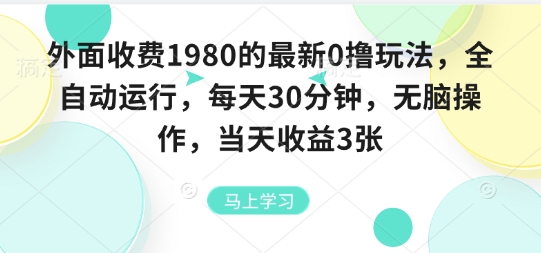 外面收费1980的最新0撸玩法，全自动挂G，每天30分钟，无脑操作，当天收益3张【揭秘】-HEIXMI（中国站）