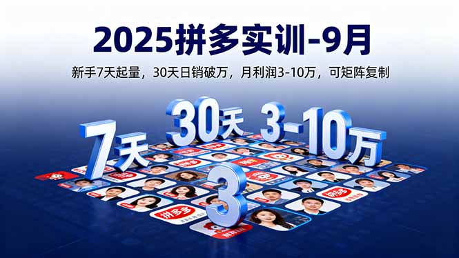 2025拼多多实训-9月：新手7天起量,30天日销破万,月利润3-10万,可矩阵复制-HEIXMI（中国站）