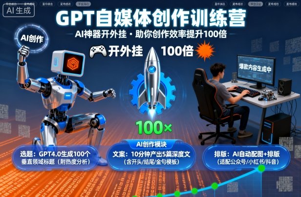 GPT自媒体创作训练营：AI神器开外挂，助你创作效率提升100倍-HEIXMI（中国站）