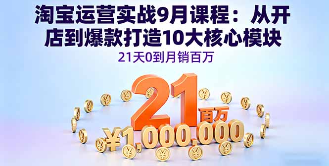 淘宝运营实战9月课程：从开店到爆款打造10大核心模块，21天0到月销百万-HEIXMI（中国站）