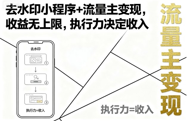 去水印小程序+流量主变现，收益无上限，执行力决定收入-HEIXMI（中国站）