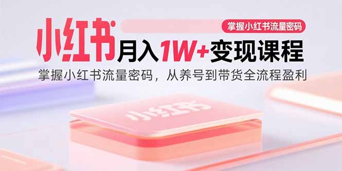 小红书月入1W+变现课程：掌握小红书流量密码，从养号到带货全流程盈利-HEIXMI（中国站）
