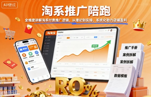 淘系推广陪跑，全维度讲解淘系付费推广逻辑，从理论到实操，系统化助力店铺盈利-HEIXMI（中国站）