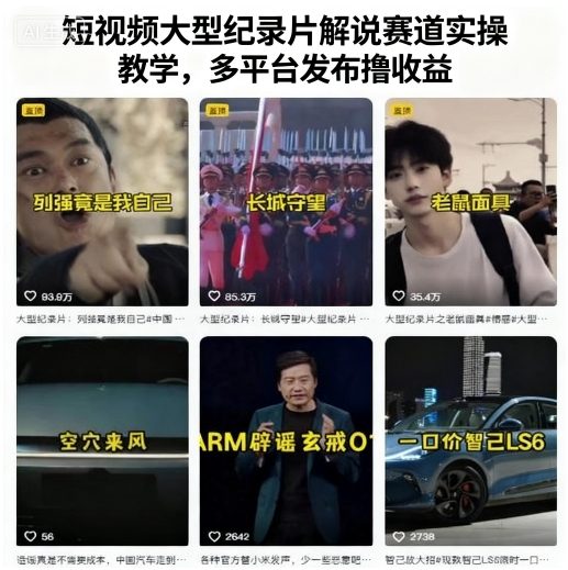短视频大型纪录片解说赛道实操教学，多平台发布撸收益-HEIXMI（中国站）