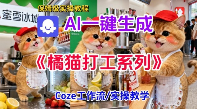 Coze扣子工作流一键生成胖橘猫打工短视频，保姆级实操搭建教学-HEIXMI（中国站）