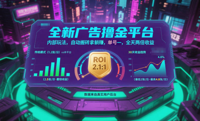 全新广告撸金平台，内部玩法，自动搬砖拿躺賺，单号一天保底2张+，全天两倍收益【揭秘】-HEIXMI（中国站）