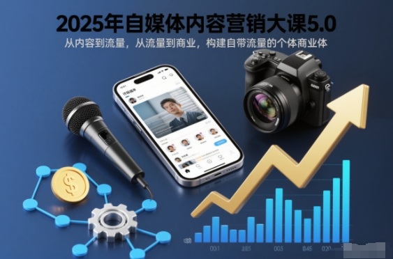 2025年自媒体内容营销大课5.0，从内容到流量，从流量到商业，构建自带流量的个体商业体-HEIXMI（中国站）
