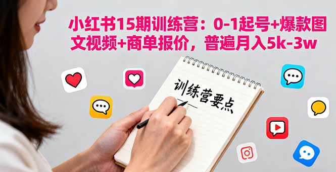 小红书15期训练营：0-1起号+爆款图文视频+商单报价，普遍月入5k-3w-HEIXMI（中国站）