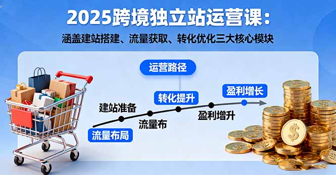 2025跨境独立站运营课：涵盖建站搭建、流量获取、转化优化三大核心模块-HEIXMI（中国站）