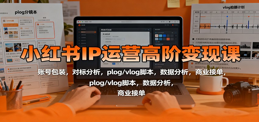 小红书IP运营高阶变现课：账号包装，对标分析，plog/vlog脚本，数据分析，商业接单-HEIXMI（中国站）