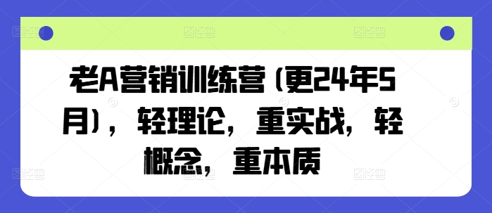 老A营销训练营(更25年10月)，轻理论，重实战，轻概念，重本质-HEIXMI（中国站）