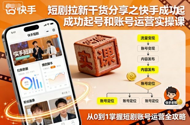 短剧拉新干货分享之快手成功起号和账号运营实操课-HEIXMI（中国站）