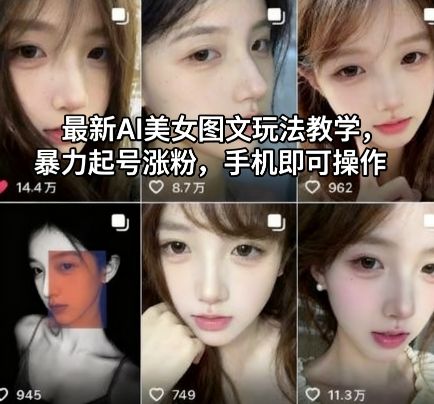 最新AI美女图文玩法教学，暴力起号涨粉，手机即可操作-HEIXMI（中国站）