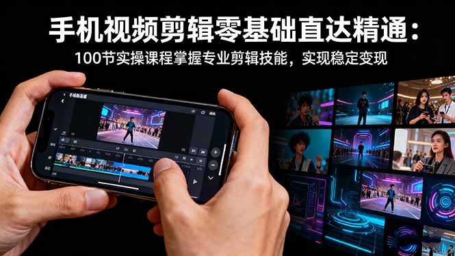 手机视频剪辑零基础直达精通：100节实操课程掌握专业剪辑技能，实现稳...-HEIXMI（中国站）