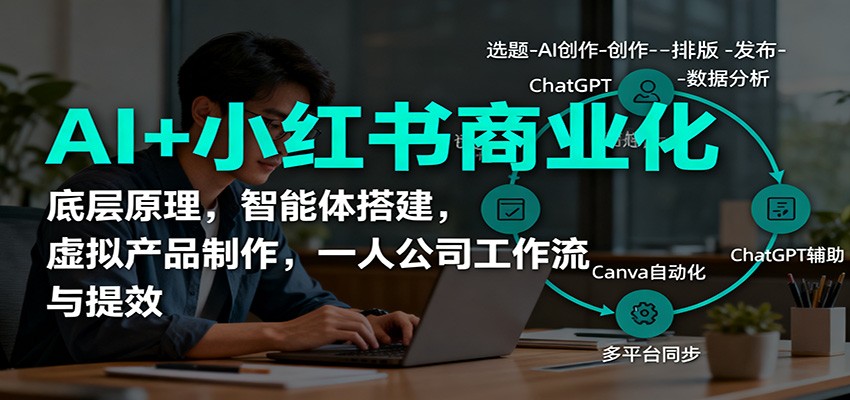 AI+小红书商业化，底层原理，智能体搭建，虚拟产品制作，一人公司工作流与提效-HEIXMI（中国站）