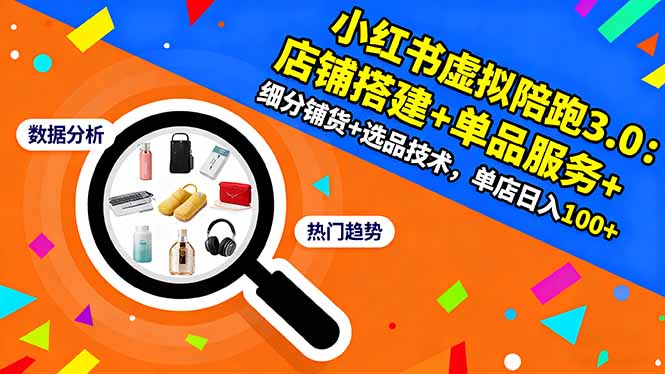小红书虚拟陪跑3.0：店铺搭建+单品服务+细分铺货+选品技术，单店日入100+-HEIXMI（中国站）