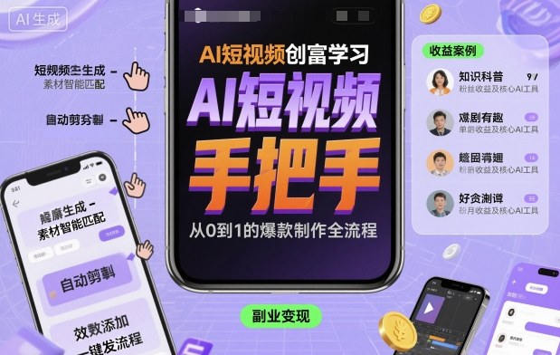 AI短视频创富学习，手把手教会你制作AI短视频-HEIXMI（中国站）