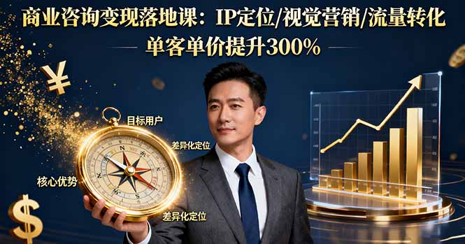商业咨询变现落地课：IP定位/视觉营销/流量转化，单客单价提升300%-HEIXMI（中国站）
