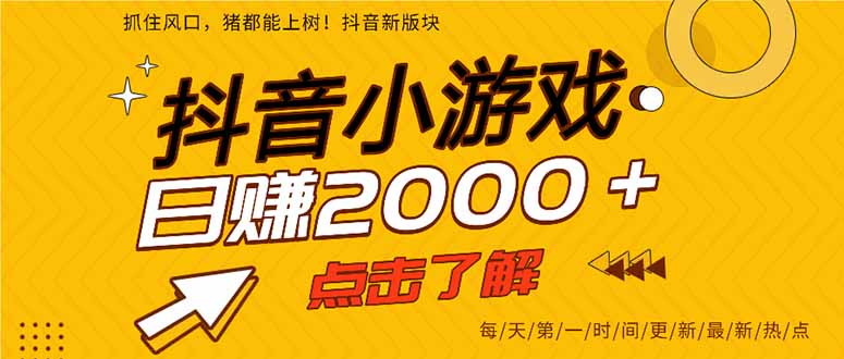 2025年爆火的抖音小游戏项目，一部手机日入2000+-HEIXMI（中国站）