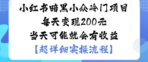 小红书暗黑小众冷门项目每天变现2张当天可能就会有收益-HEIXMI（中国站）