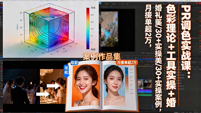 PR调色实战课：色彩理论+工具实操+婚礼医美/30+实操案例，月接单超2万-HEIXMI（中国站）