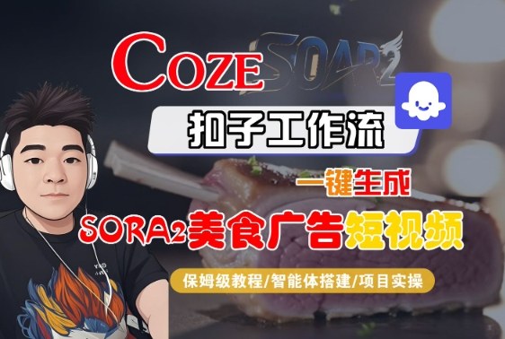 Coze扣子智能体工作流一键生成“SORA2美食广告“短视频，全流程保姆级教学-HEIXMI（中国站）