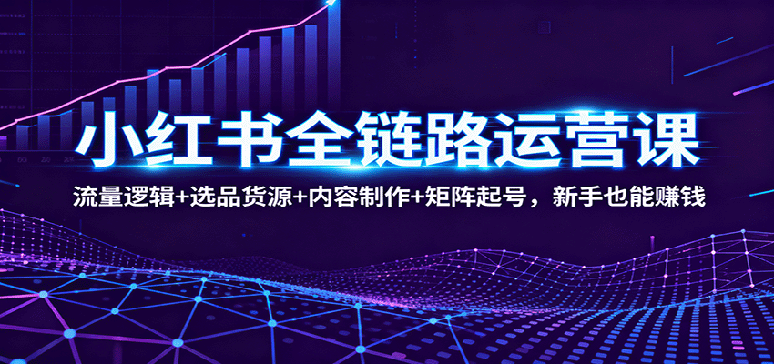 小红书全链路运营课：流量逻辑+选品货源+内容制作+矩阵起号，新手也能赚钱-HEIXMI（中国站）