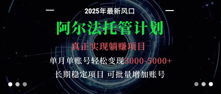 阿尔法托管计划 单账号月入3000-5000，长期稳定项目，新手小白轻松上手-HEIXMI（中国站）