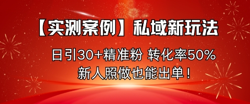 【实测案例】私域新玩法，日引30+精准粉，转化率50%，新人照做也能出单！-HEIXMI（中国站）
