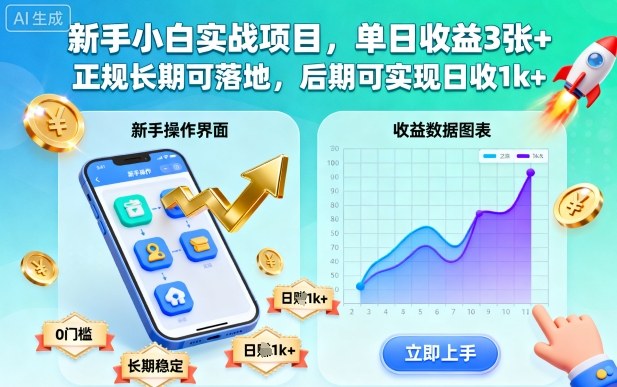 新手小白实战项目，单日收益3张+，正规长期可落地，后期可实现日收1k+【揭秘】-HEIXMI（中国站）