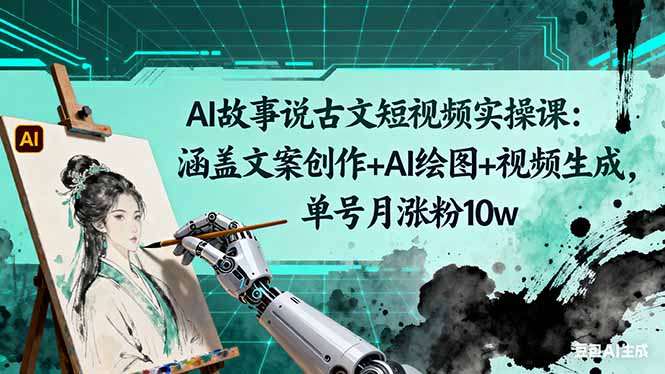 AI故事说古文短视频实操课：涵盖文案创作+AI绘图+视频生成，单号月涨粉10w-HEIXMI（中国站）